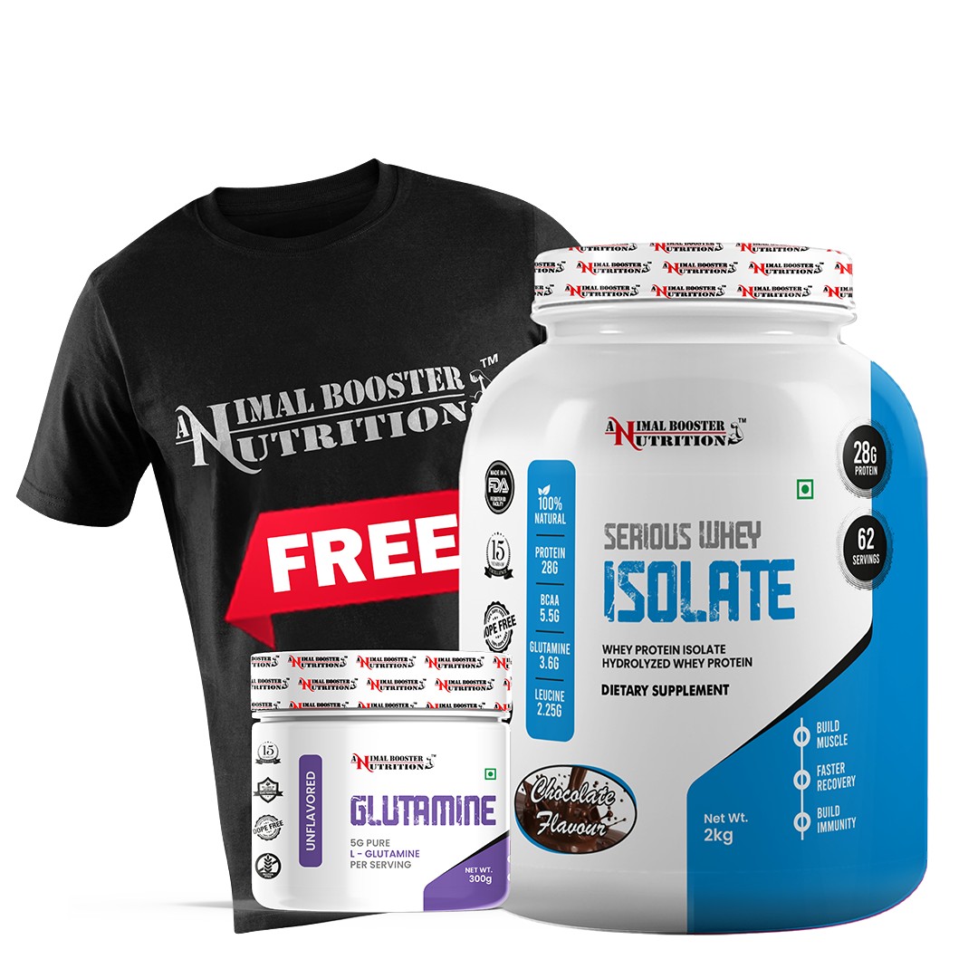 Animal Booster Serious Whey Isolate 2kg with 300gm Glutamine - Chocolate