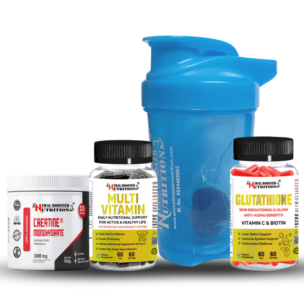 Creatine 100GM | MultiVitamin | Glutathione & Shaker Combo